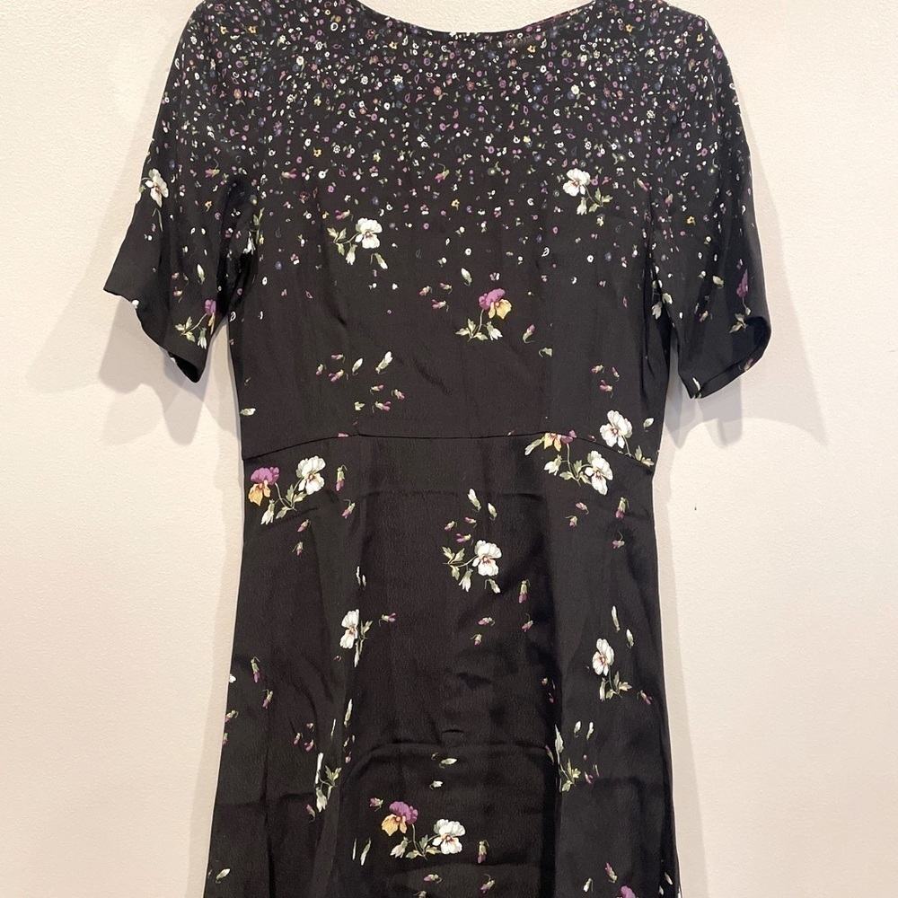 NWT Jack Wills Black Floral Short Sleeve Dress Size 4